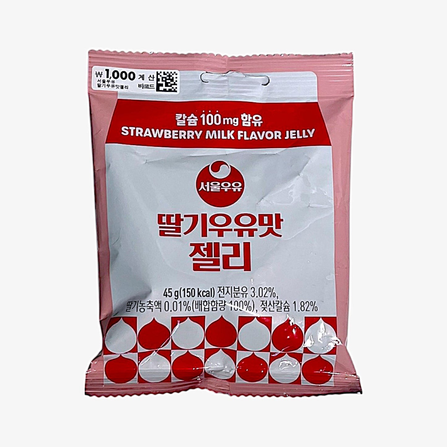 カルシウム入りグミ 韓国 ソウルウユ いちごミルクゼリー 45g